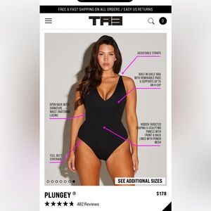 TA3 Swim “Plungey” swimsuit, EUC!!